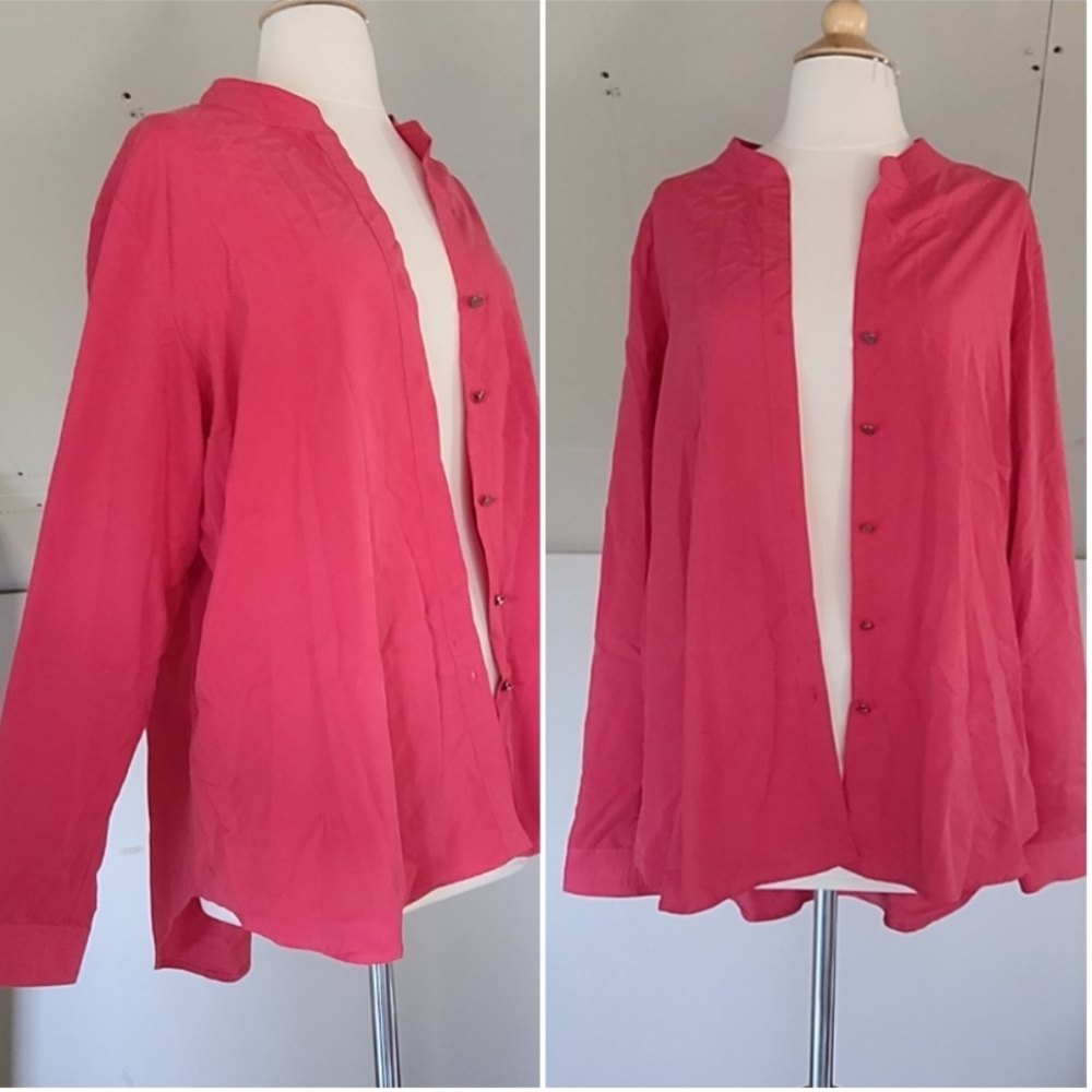 Investments XL Womens Button Up Shirt Coral Pink